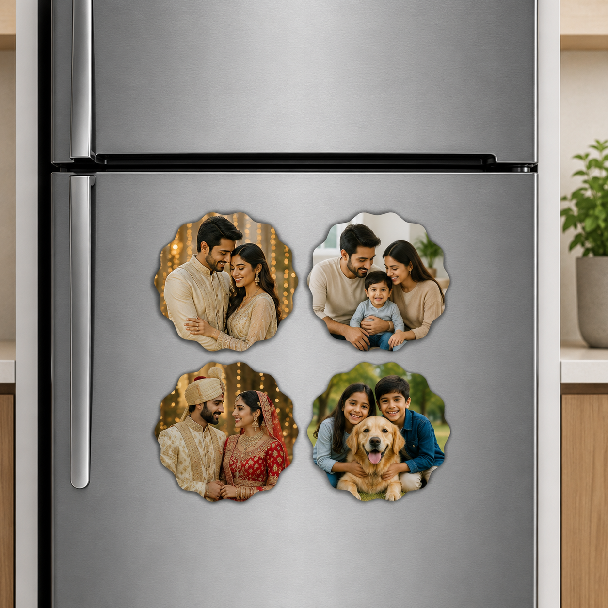 Mini Photo Magnets — Set of 4 Personalized Fridge Magnets (3x3 inch)