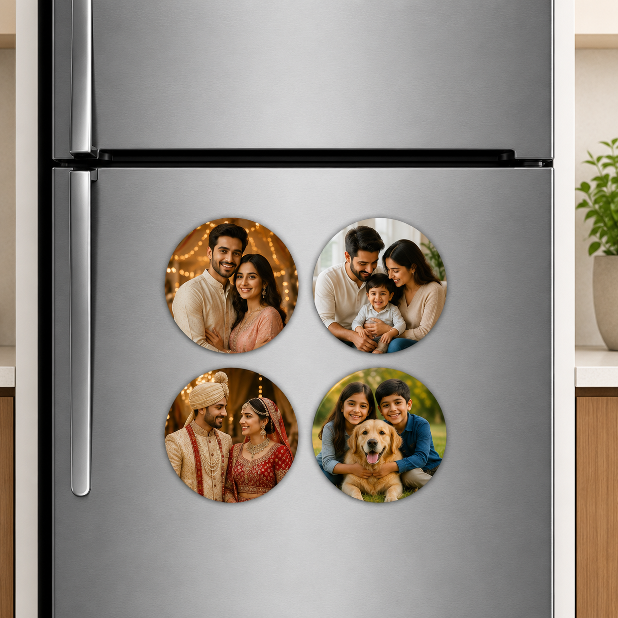 Mini Photo Magnets — Set of 4 Personalized Fridge Magnets (3x3 inch)