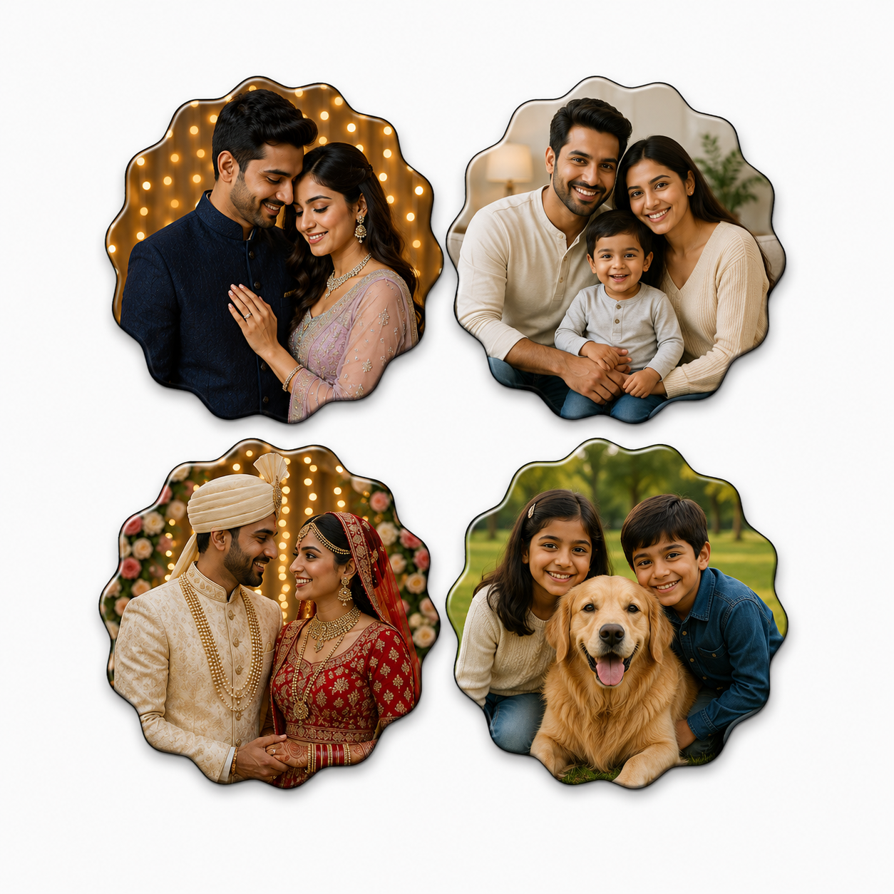 Mini Photo Magnets — Set of 4 Personalized Fridge Magnets (3x3 inch)