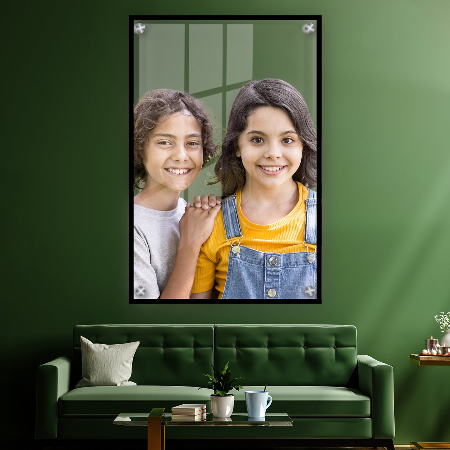 Framed Edge Acrylic Print – Transparent Center with Designer Border - Vertical